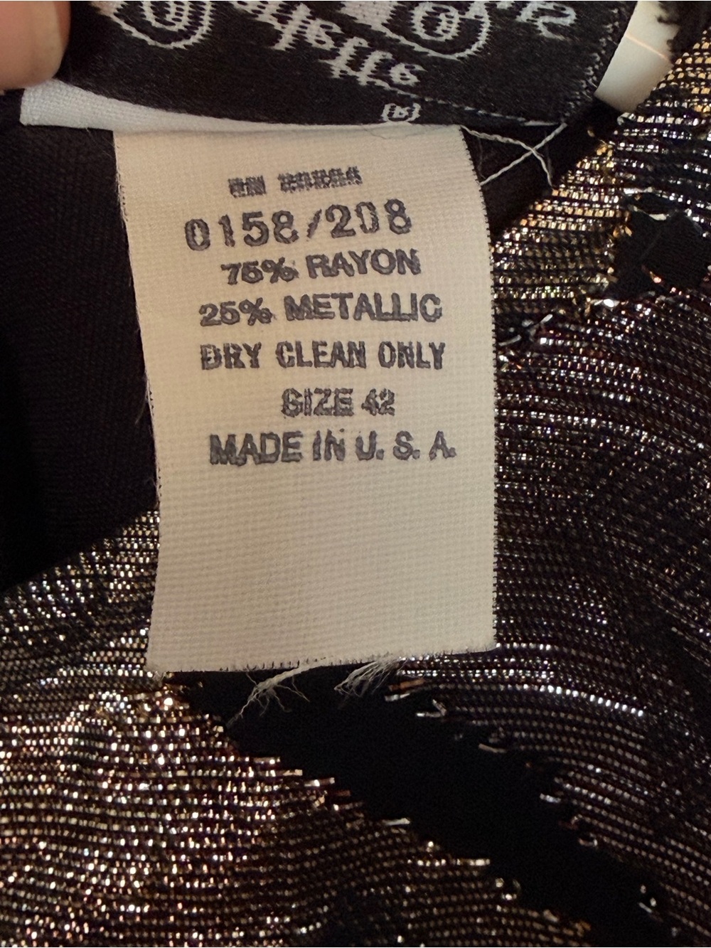 Pearlette Plus Vintage 80s Metallic Leaf Top Black Gold Plus 1X Made in USA - Picture 7 of 7